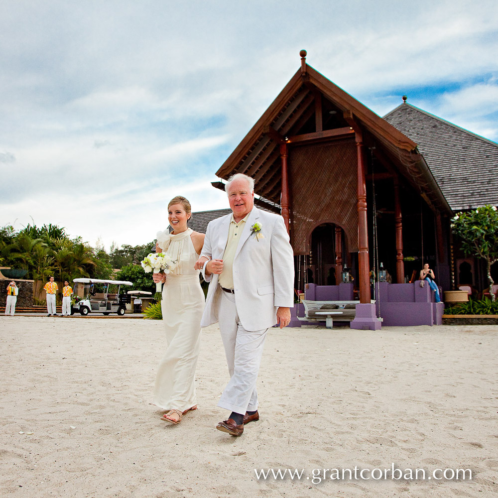 Bride at Beach wedding at the Four Seasons Hotel Resort on Langkawi Malaysia