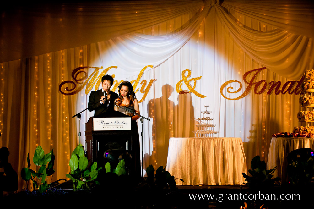 Bride and Groom give their speeches at Wedding Banquet in the Royal Chulan Hotel, Kuala Lumpur