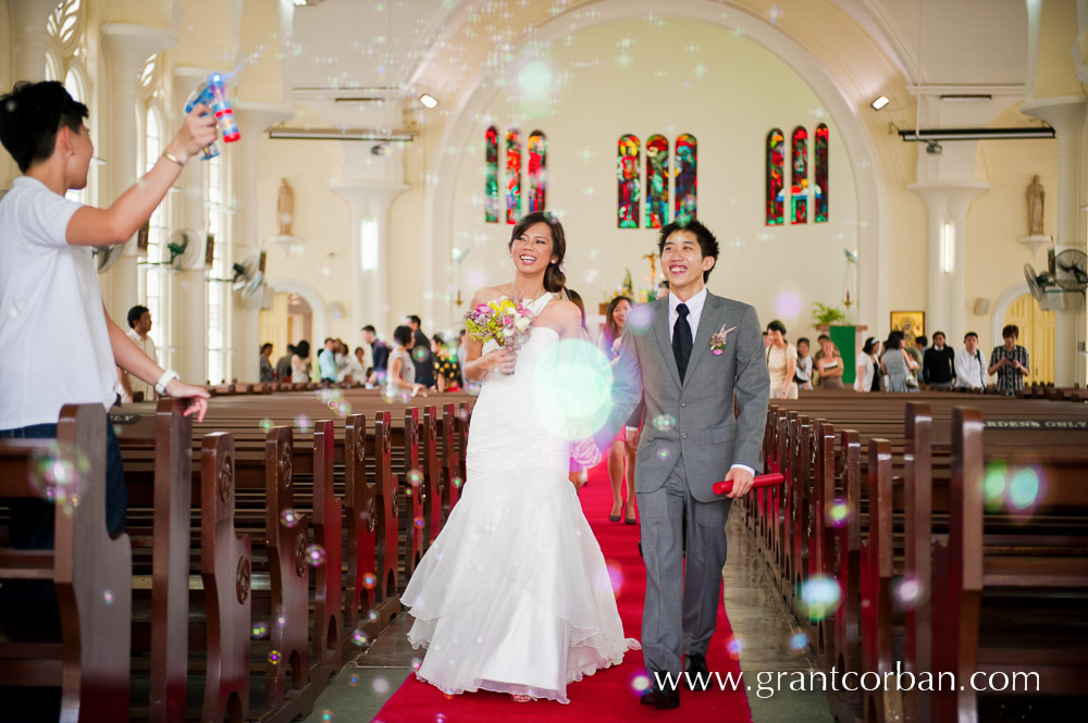 Bubble Confetti at a Wedding in St Johns Cathedral Kuala Lumpur