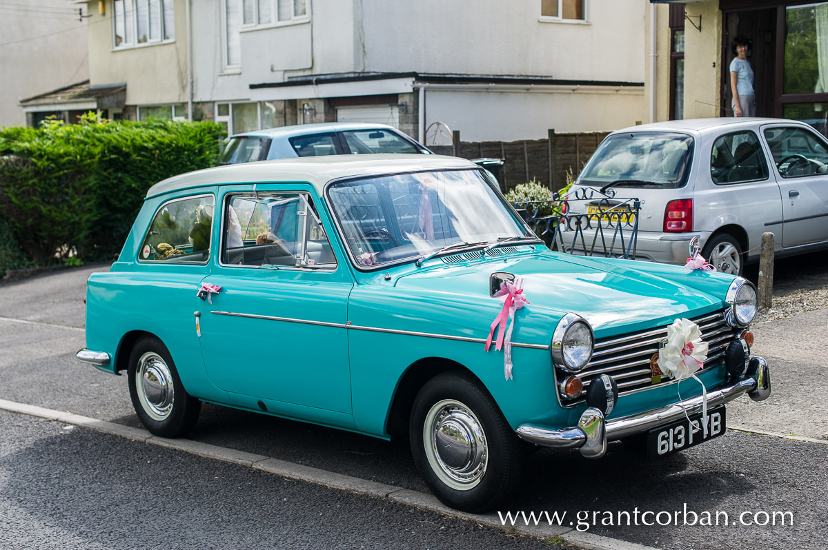 The worlds cutest wedding car in Winford, Bristol