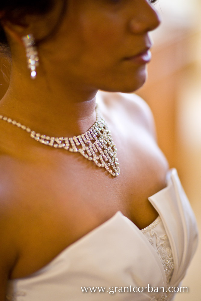 Lovely bridal gown and necklace detail at the Royal Chulan Hotel