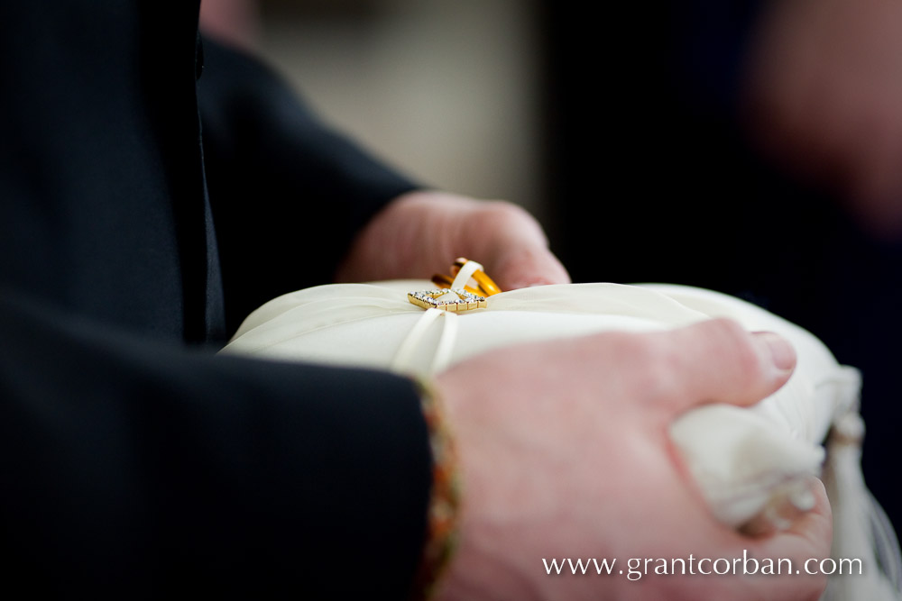 Wedding ring close up photo in St Johns Cathedral