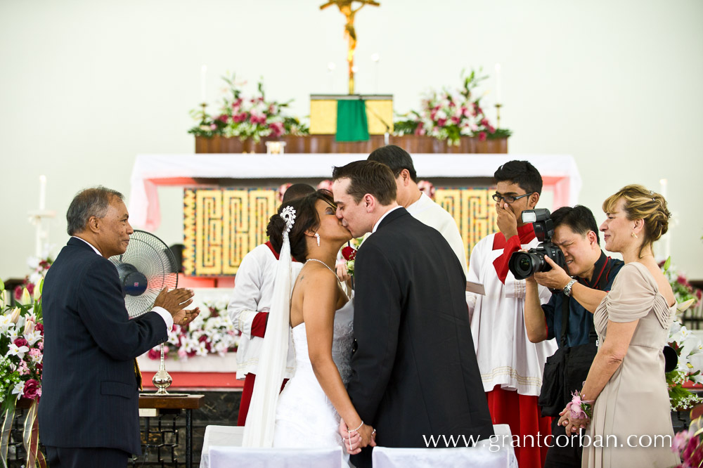 St Johns Cathedral Wedding Kiss