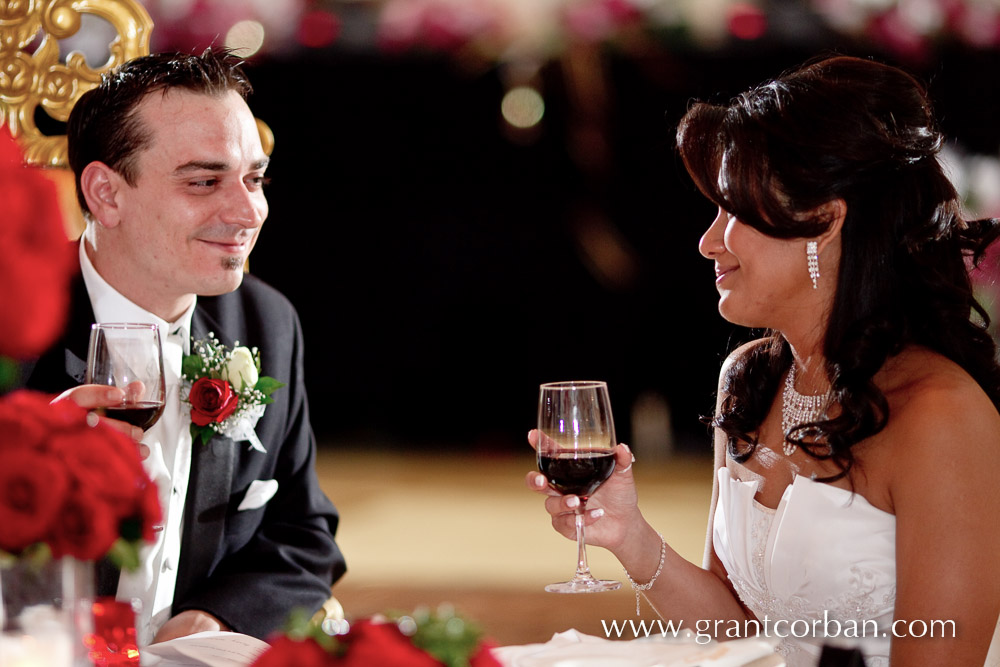 Bride and Groom exchanging loving looks at the Royal Chulan Wedding Banquet Kuala Lumpur