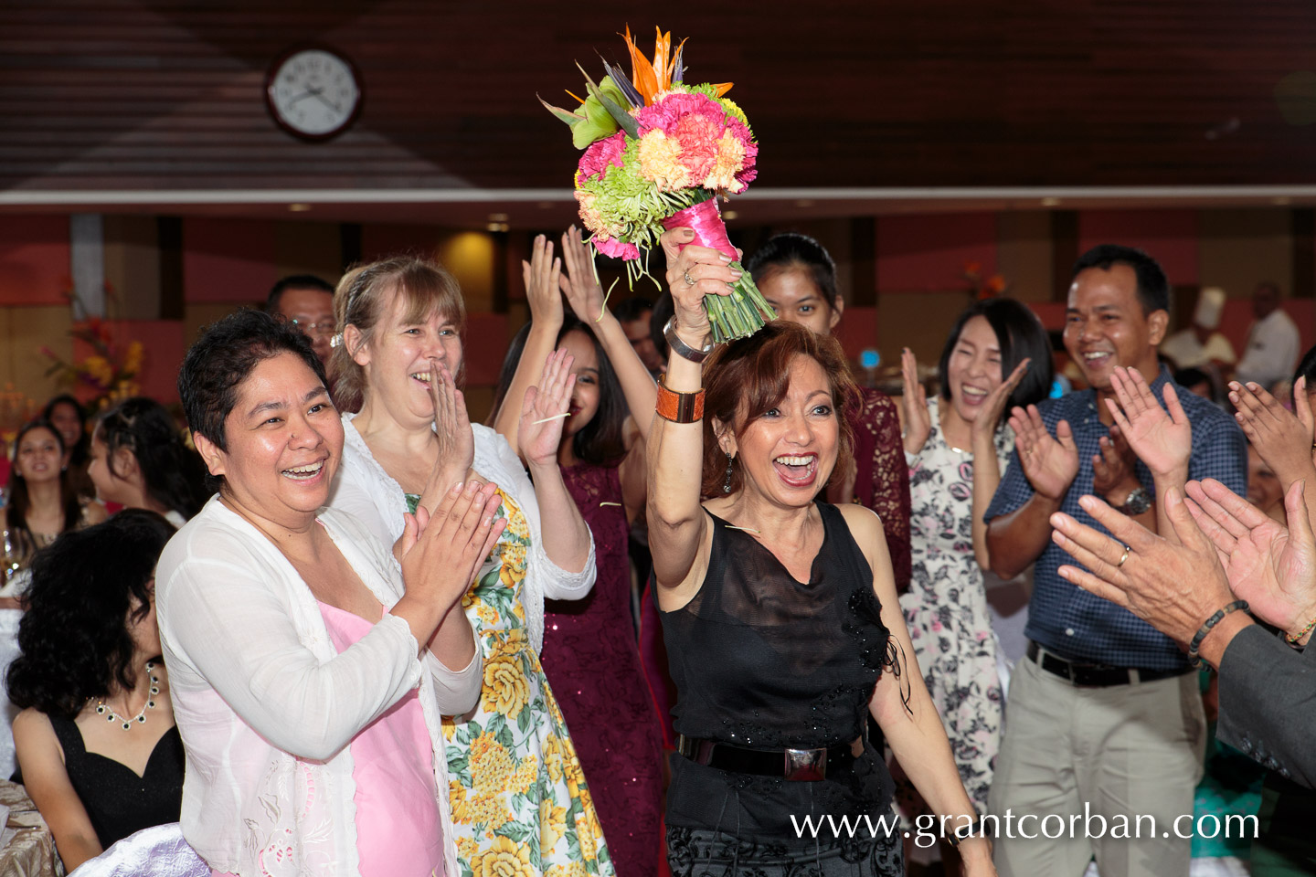 bouquet toss Wedding dinner banquet at the lake club Kuala Lumpur